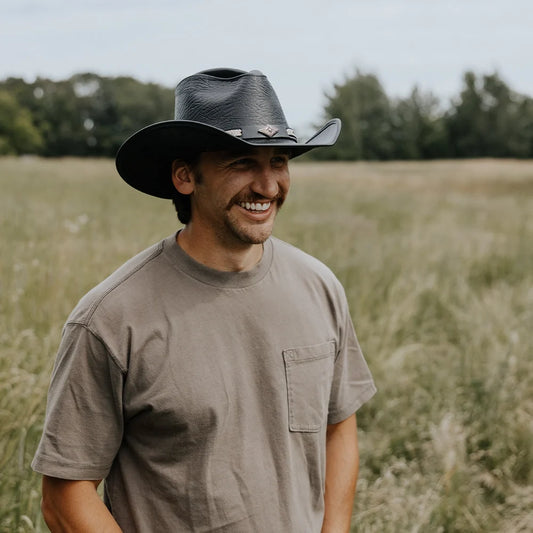 Badlands | Mens Black Buffalo Leather Cowboy Hat