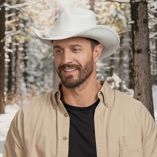 Blizzard | Mens White Leather Cowboy Hat