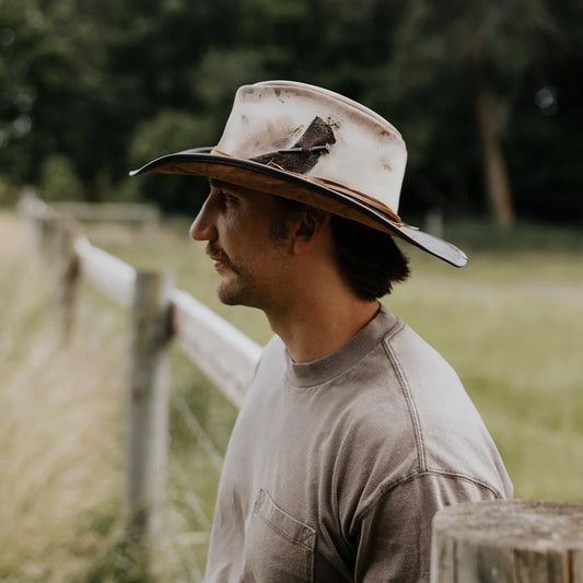 Calamity | Mens Driftwood Distressed Genuine Leather Cowboy Hat