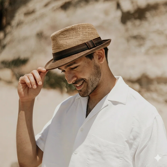 Carmel | Mens Tea Straw Fedora Hat