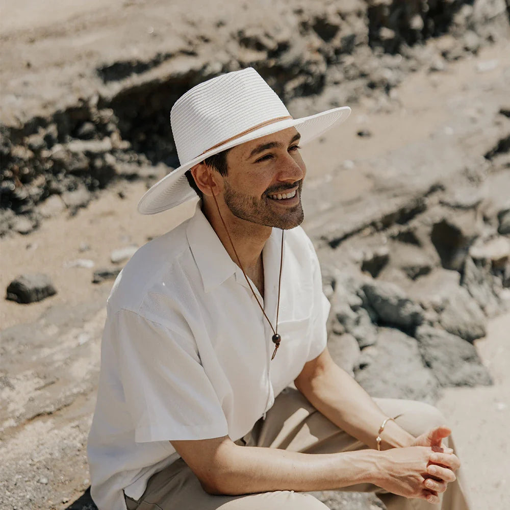 Felix | Mens White Wide Brim Straw Sun Hat