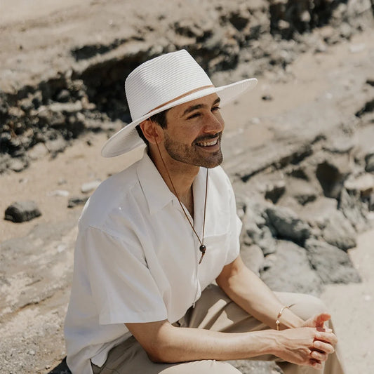 Felix | Mens White Wide Brim Straw Sun Hat