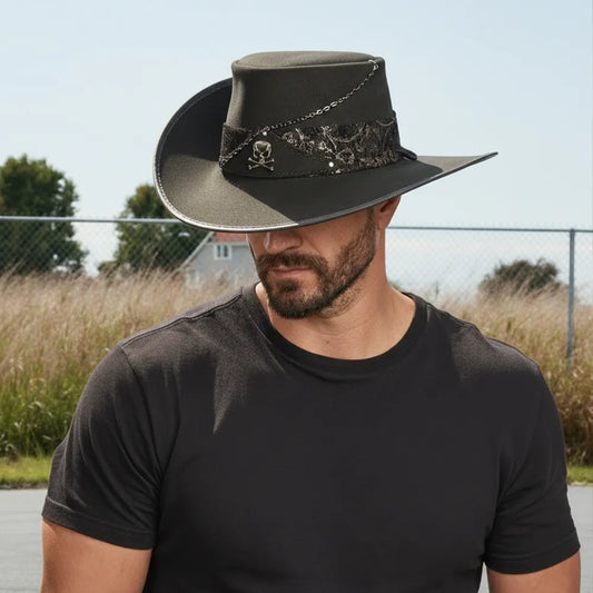 Hook | Mens Black Suede Leather Cavalier Hat