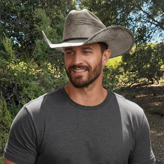 Moonwalk | Mens Gray Bangora Straw Cowboy Hat