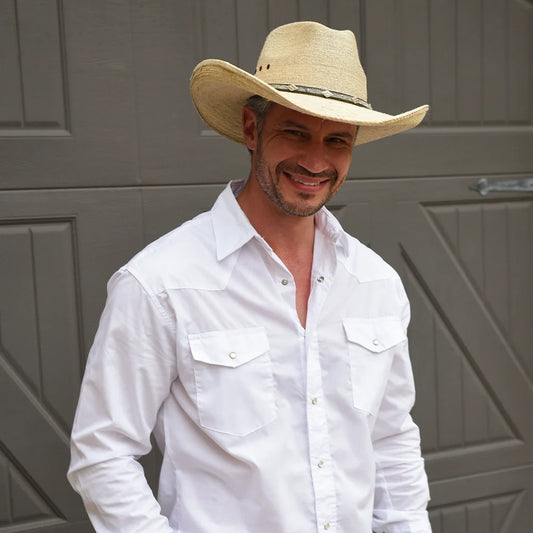 Wyatt | Mens Natural Fine Mexican Palm Tycoon Cowboy Hat