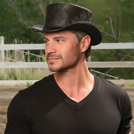 Royal Skull | Mens Leather Top Hat