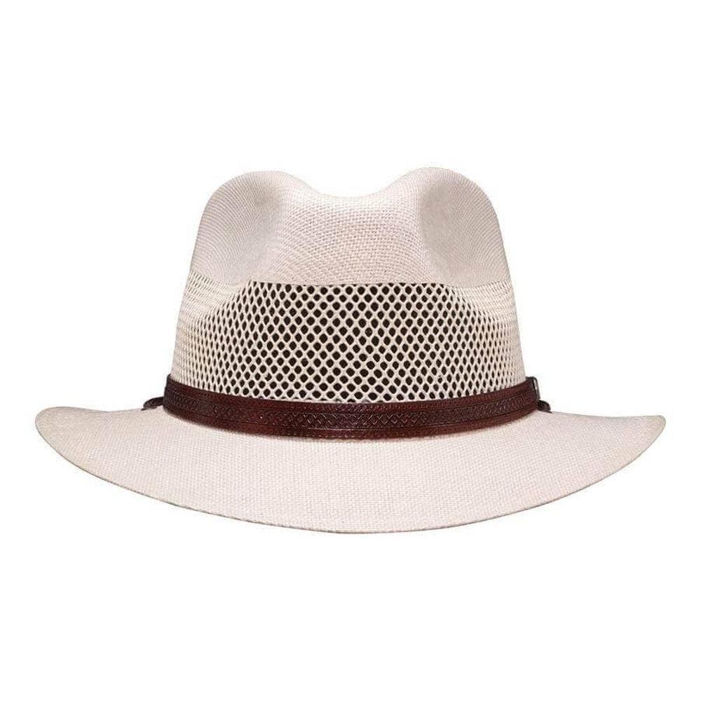 A front view of Milan Cream Straw Fedora Hat