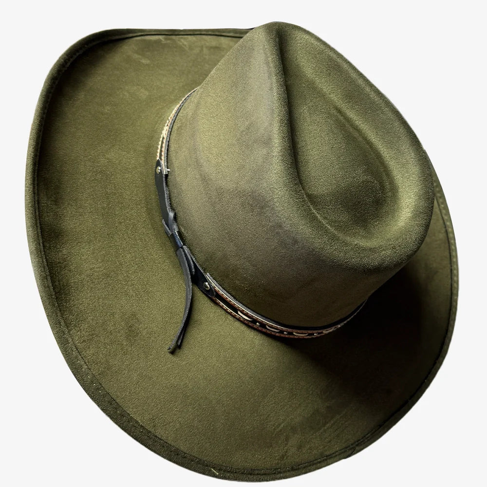 Ace High | Mens Suede Teardrop Crown Rancher Cowboy Hat