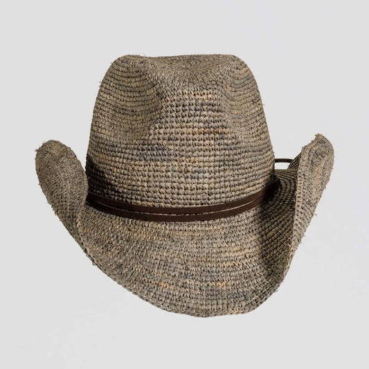 Avalon | Womens Seal Raffia Braid Crocheted Western Straw Cowgirl Hat