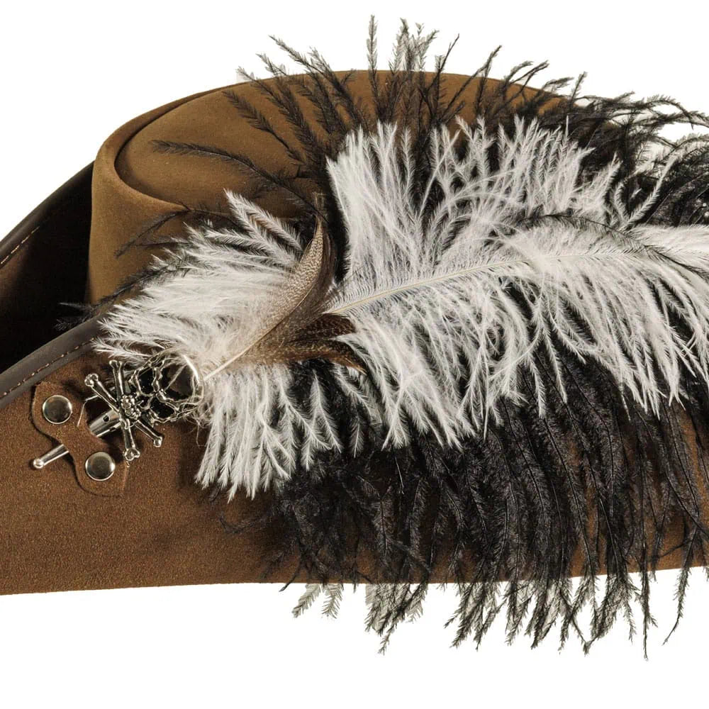 Barbossa | Womens Leather Tricorn Hat with Feather Plume