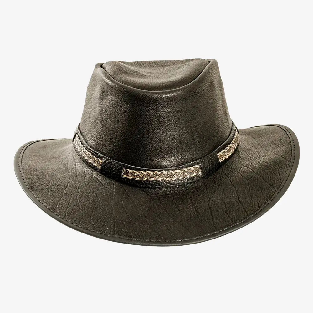 Bison | Mens Bison Leather Packable Outback Hat