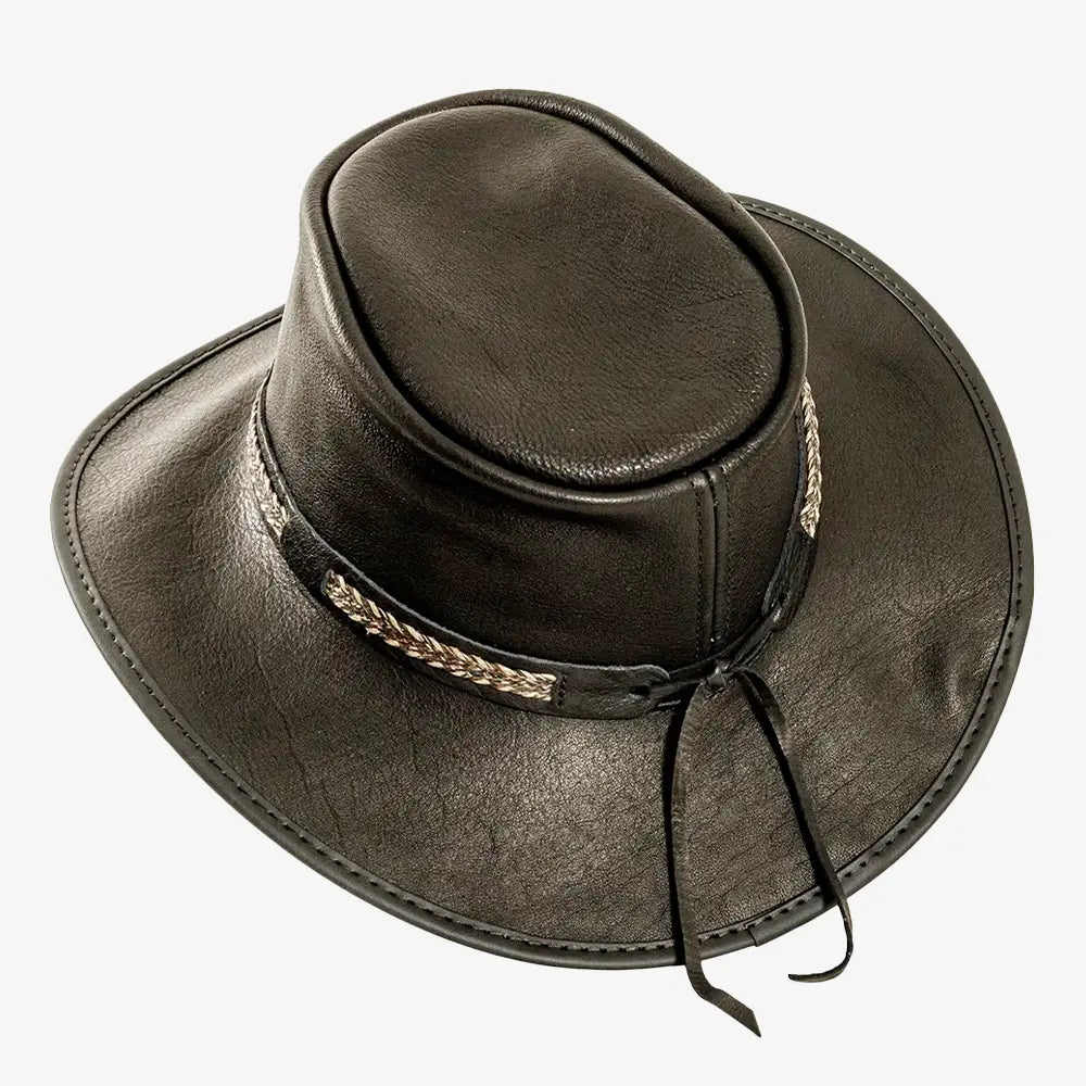 Bison | Mens Bison Leather Packable Outback Hat