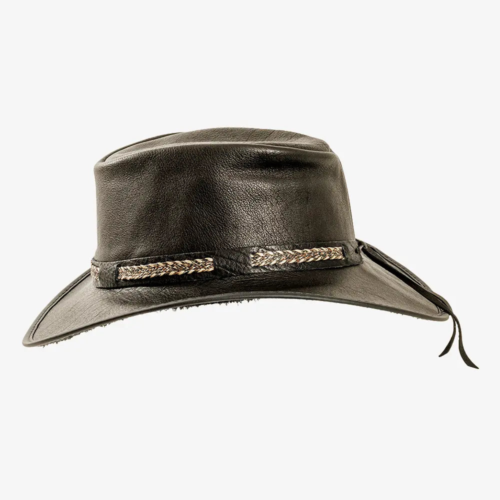 Bison | Mens Bison Leather Packable Outback Hat
