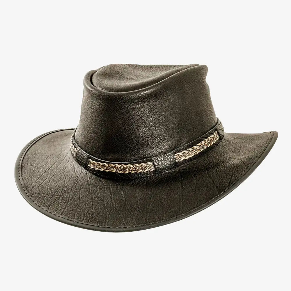 Bison | Mens Bison Leather Packable Outback Hat