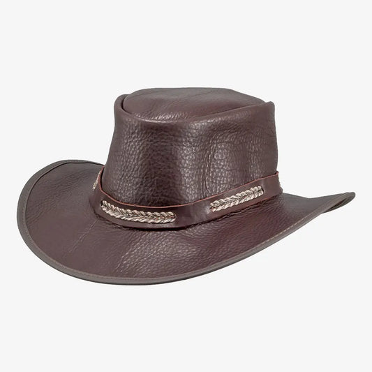 Bison | Mens Bison Leather Packable Outback Hat