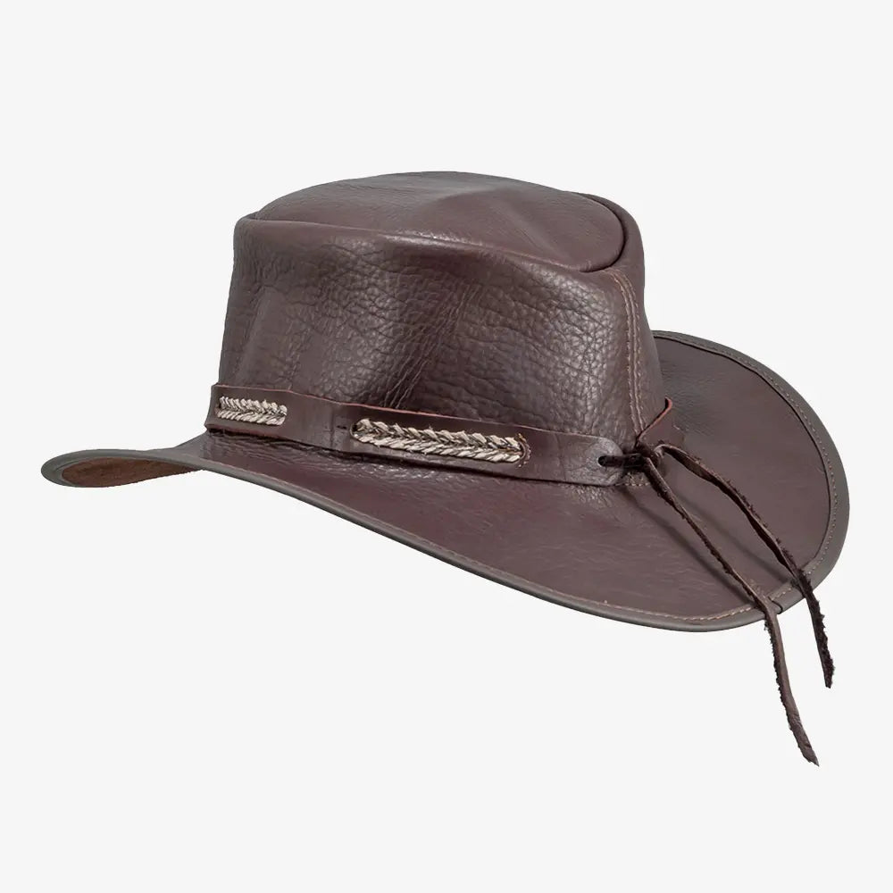 Bison | Mens Bison Leather Packable Outback Hat