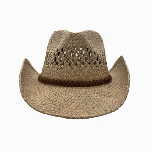 Coastal | Womens Natural Seagrass Western Curl Pinch Front Straw Cowgirl Hat