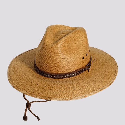 Falcon | Womens Tan Fine Mexican Palm Wide Brim Straw Sun Hat