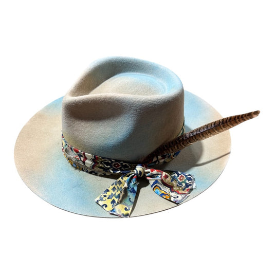 Graffiti | Womens Wool Felt Pinch Front Fedora Hat with Raw Edge
