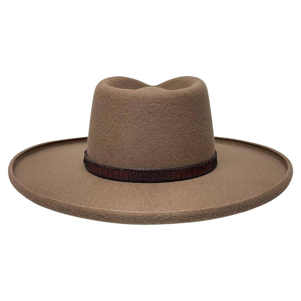 A back view of Hudson Bark Felt Fedora Hat