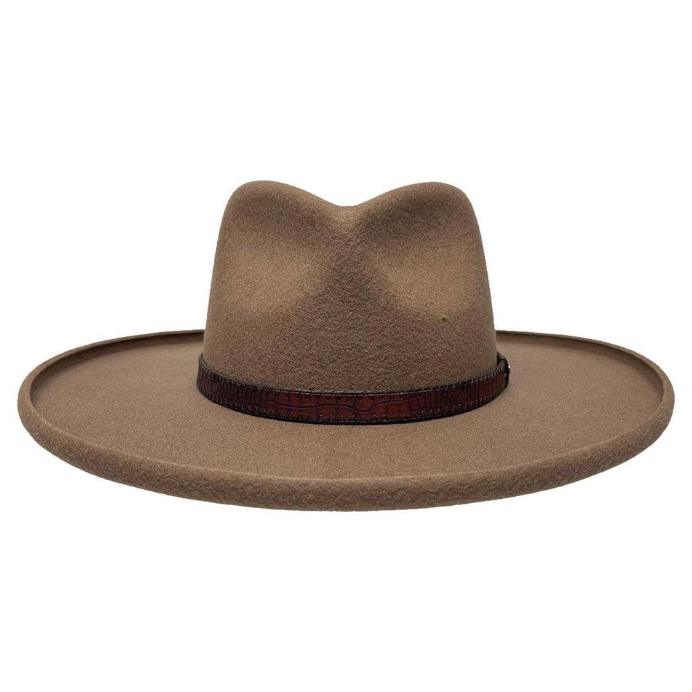 A front view of Hudson Bark Felt Fedora Hat