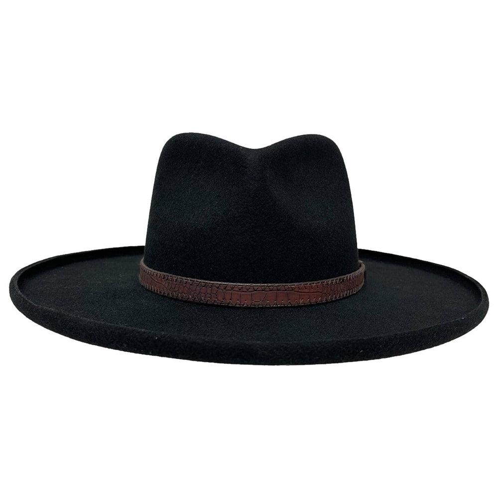 A front view of Hudson Black Felt Fedora Hat