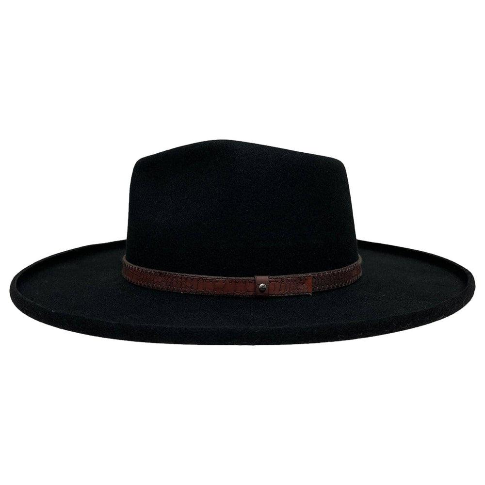 A side view of Hudson Black Felt Fedora Hat