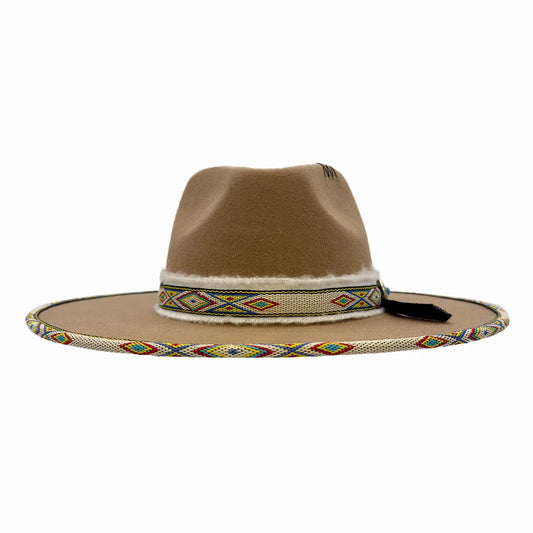Lakota | Womens Wool Felt Rancher Fedora Hat with Tribal Trim