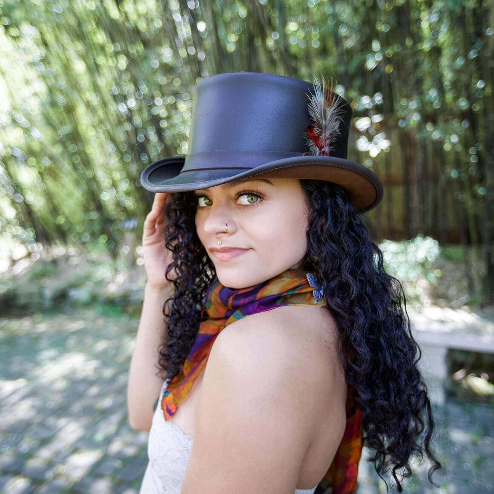 Marlow Brown Finished Feather Top Hat with LT Band by American Hat Makers