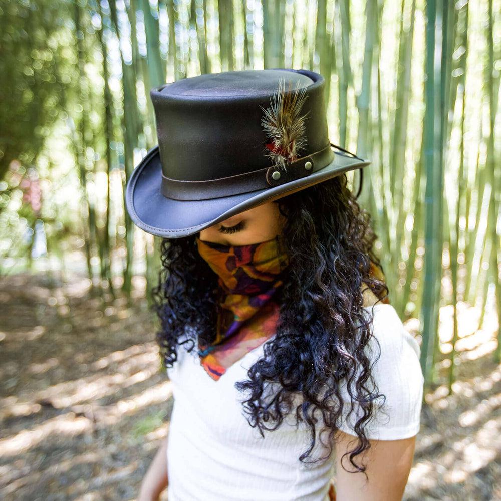 Marlow Brown Finished Feather Top Hat with LT Band by American Hat Makers - Hover