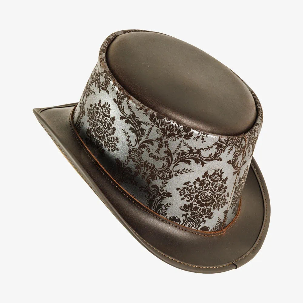 Parlor | Mens Silver Genuine Leather Top Hat