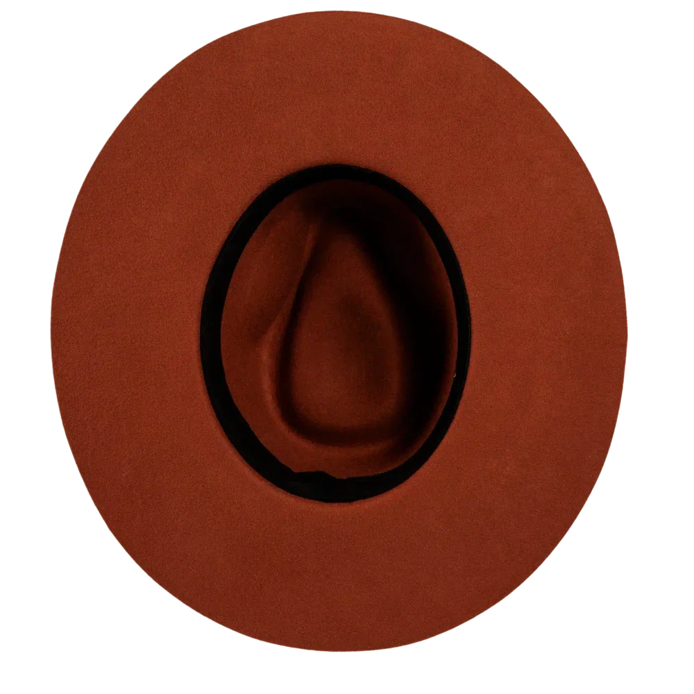 rancher coral fedora hat bottom view