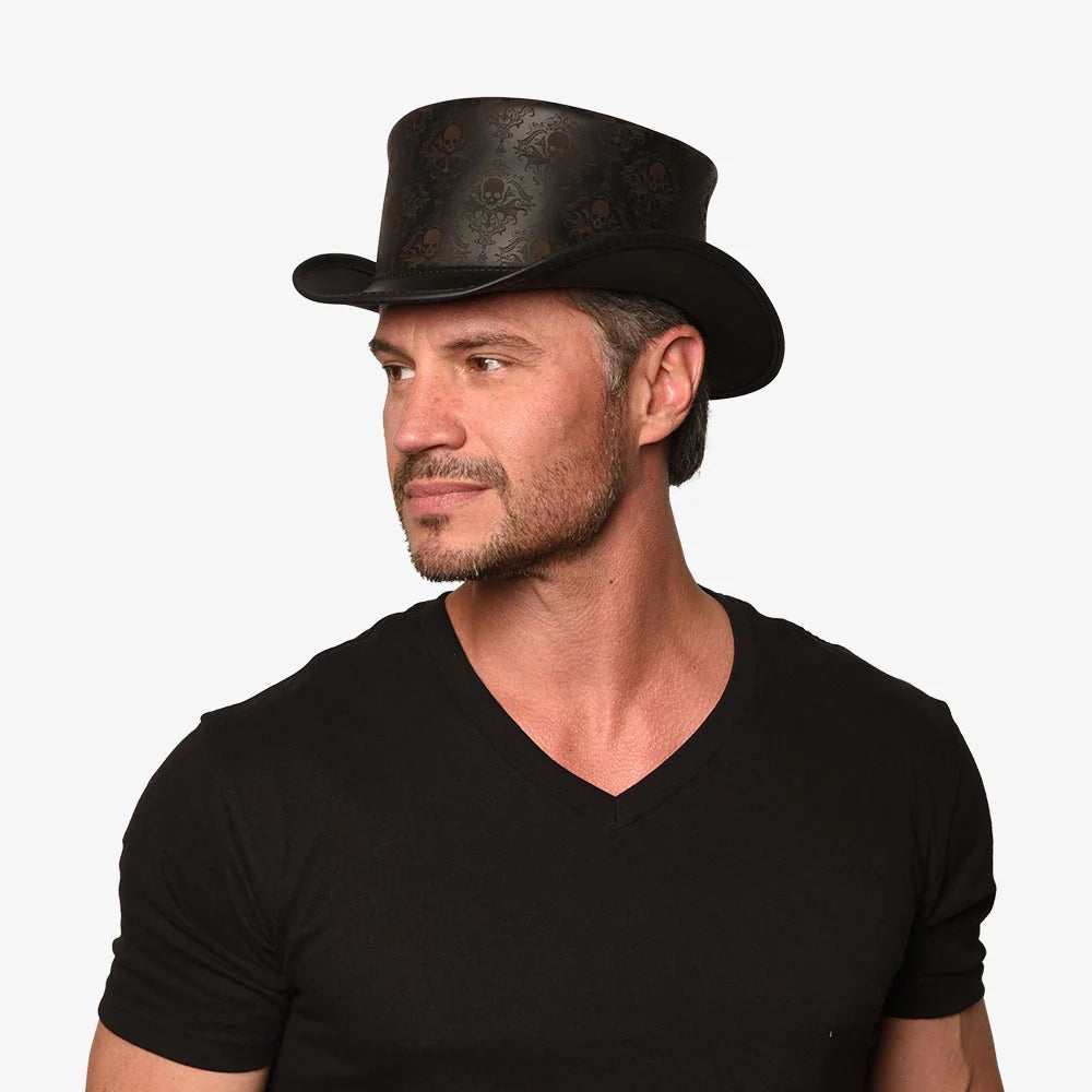 Royal Skull | Mens Leather Top Hat