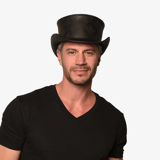 Royal Skull | Mens Leather Top Hat
