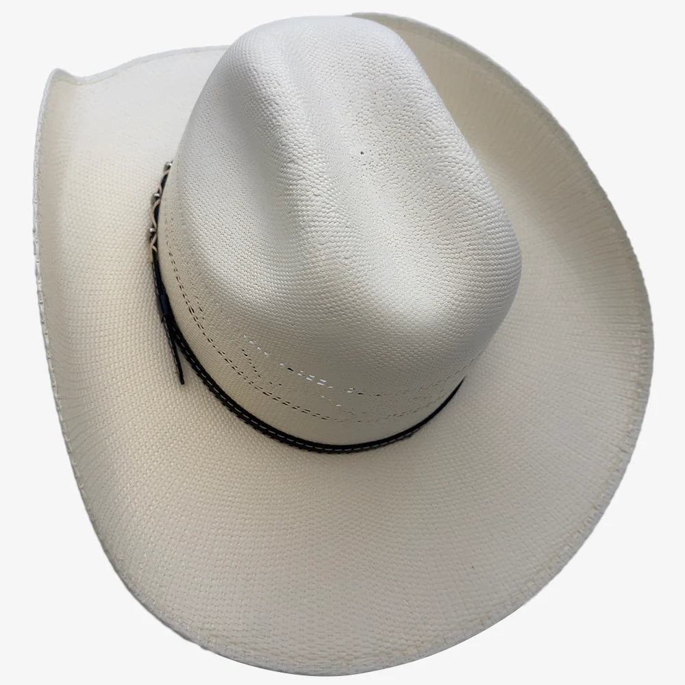 Silas | Mens Bangora Straw Cattleman Crown Cowboy Hat