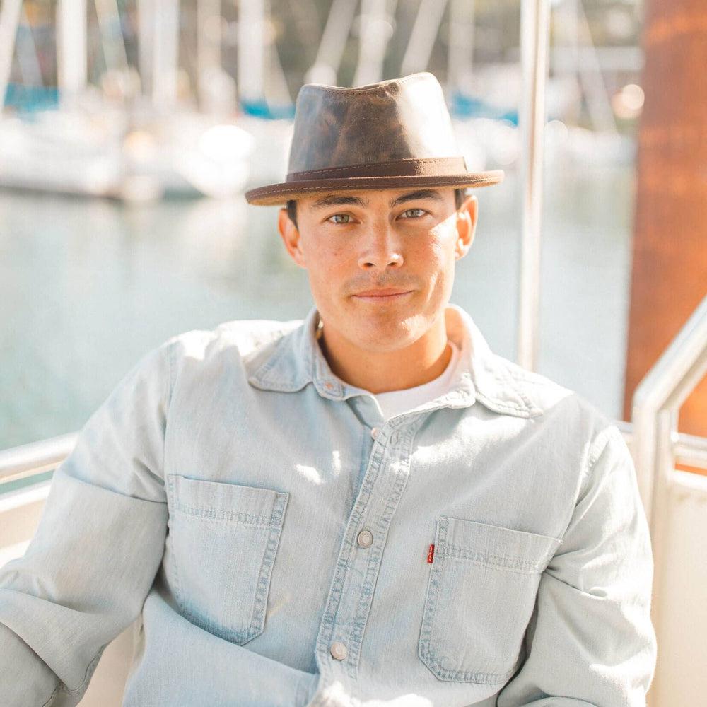 Soho Chocolate Leather Trilby Fedora by American Hat Makers - Hover