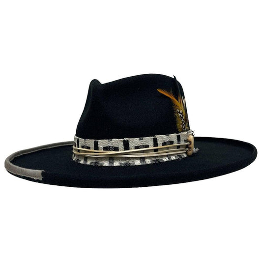 An angled view of Lounge Black Felt Wool Hat