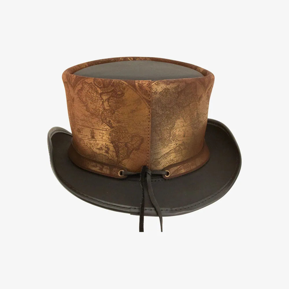 hAtlas | Womens Black Genuine Leather Top Hat