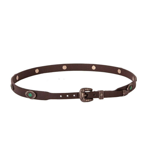 A back view of a Jaded Leather Cowboy Hat Band with Silver Buckle