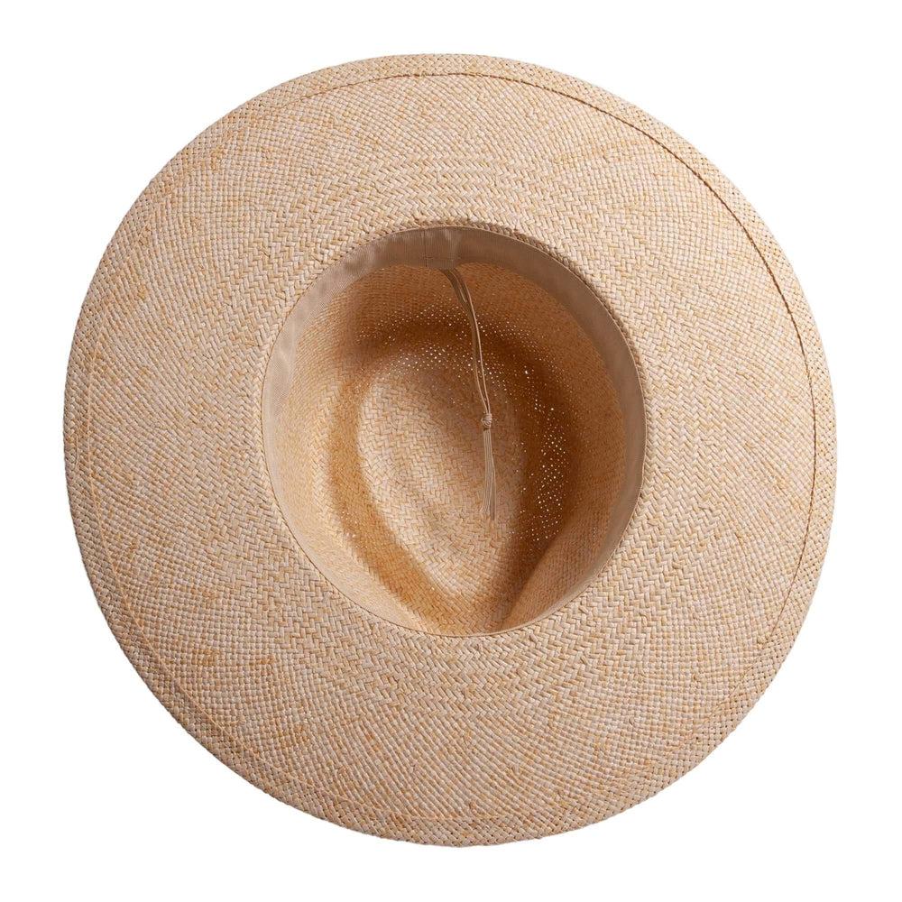 An bottom view of Johvan cream straw sun hat