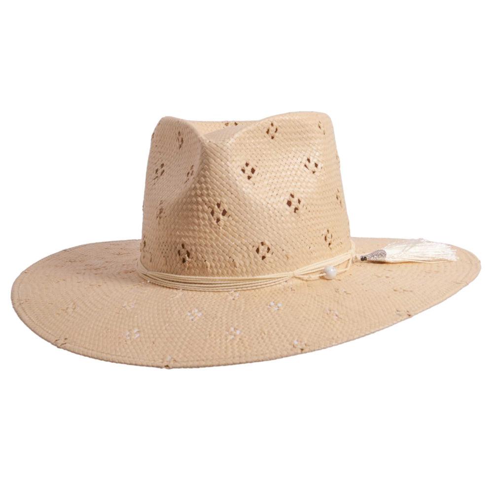 A right view of Lena cream straw sun hat