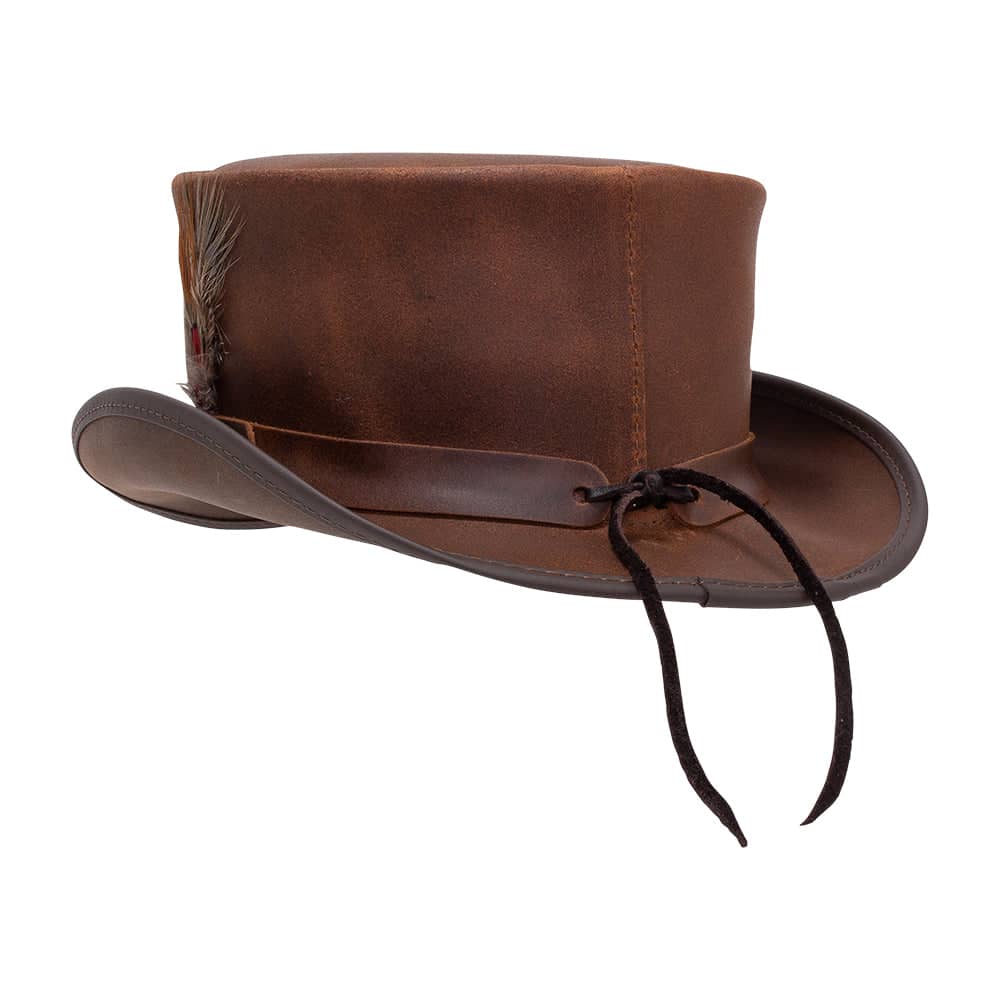 Marlow Brown Finished Feather Top Hat with LT Band by American Hat Makers