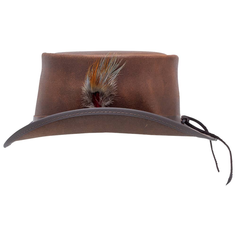 Marlow Brown Finished Feather Top Hat with LT Band by American Hat Makers