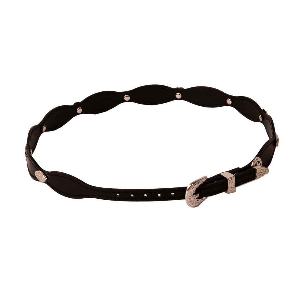 A back view of a Marshall Black Leather Cowboy Hat Band