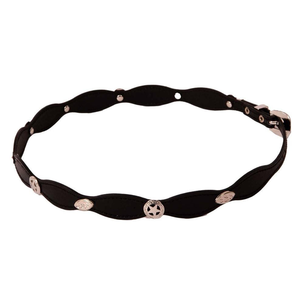 A side view of a Marshall Black Leather Cowboy Hat Band