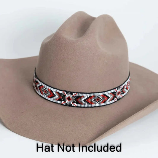 Shane red and black beaded hat band by American hat makers