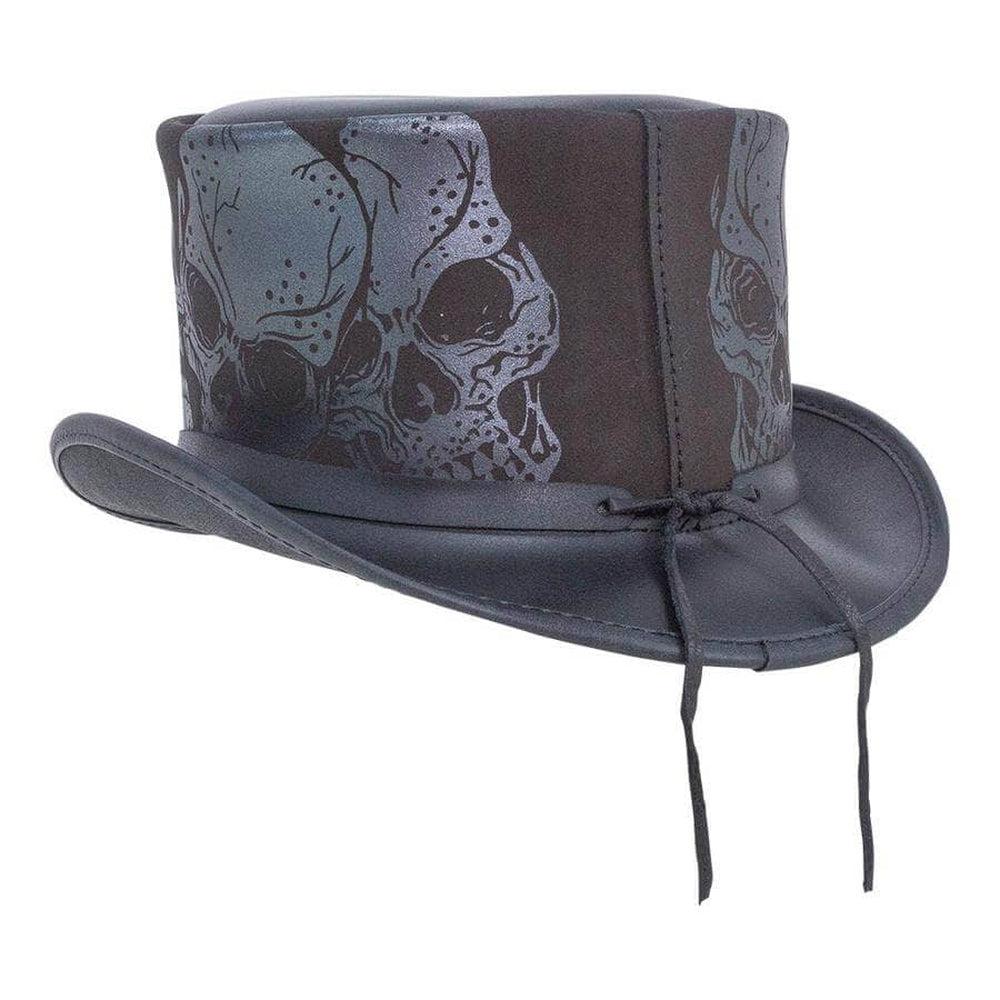 Silver Skull Black Top Hat by American Hat Makers