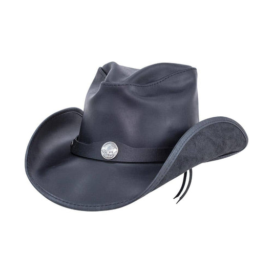 Western Black Leather Cowboy Hat with 3" Brim and 4" Crown by American Hat Makers