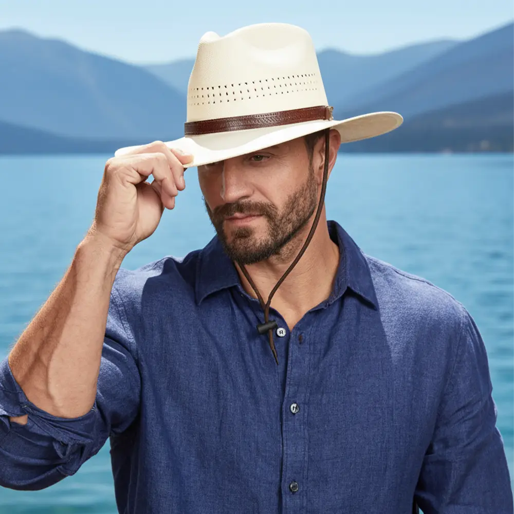 Barcelona | Mens Wide Brim Firm Straw Sun Hat