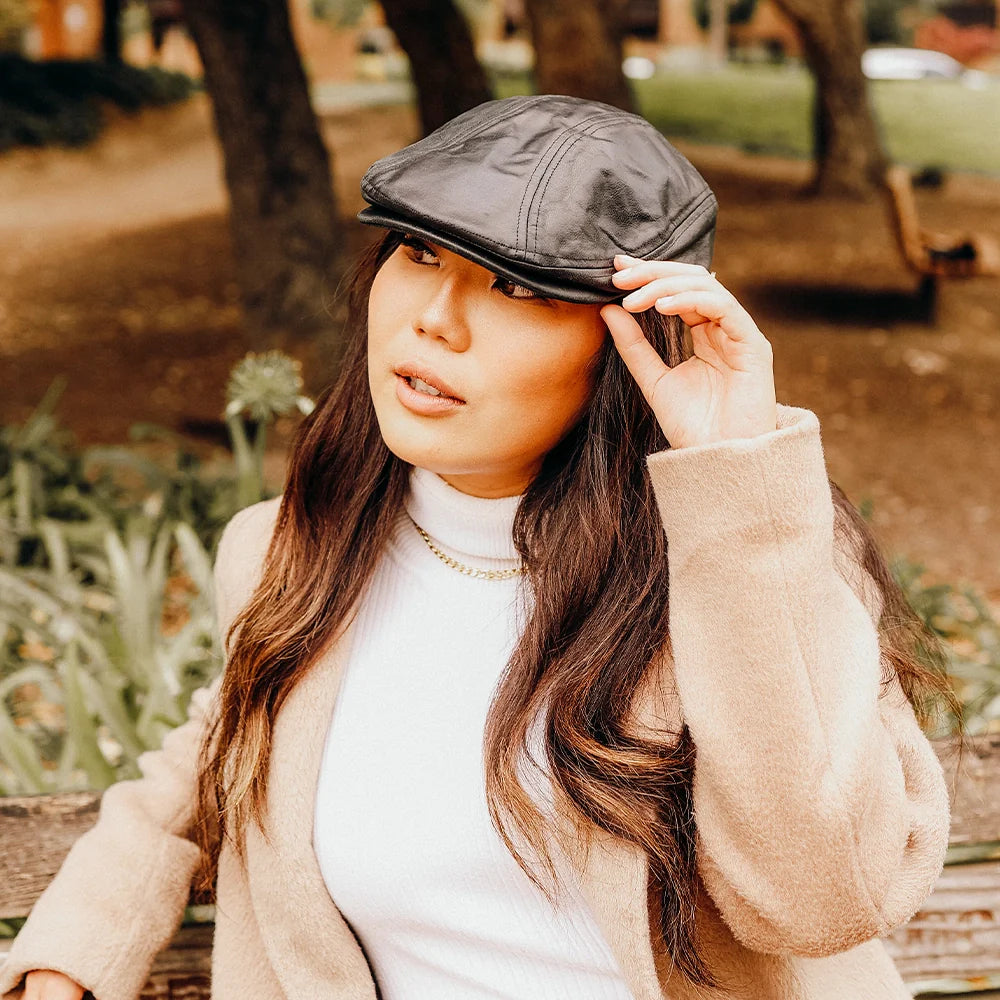 Bookie | Womens Leather Flat Cap